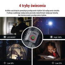 Latarka metalowa LED 300 lm, 700 mAh, ładowalna