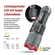 LED Aufladbare Metall-Taschenlampe 300 lm, 700 mAh