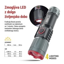 LED Polnilna svetilka kovinska 300 lm, 700 mAh