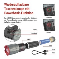 LED Aufladbare Metall-Taschenlampe 3000 lm, 5000 mAh