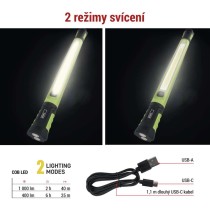 COB LED nabíjecí prac. svítilna P4545, 1000 lm, 2600 mAh