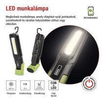 COB LED+LED újratölthető zseblámpa P4546, 500 lm, 2000 mAh