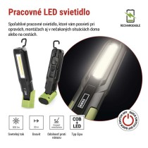 Nabíjacie prac. svietidlo COB LED+LED P4546, 500 lm, 2000 mAh