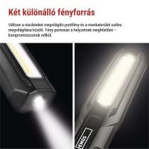 COB LED+LED újratölthető zseblámpa P4546, 500 lm, 2000 mAh