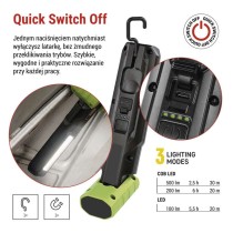 Latarka warsztatowa COB LED+LED, 500 lm, 2000 mAh, ładowalna
