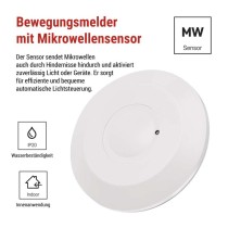 Mikrowellensensor (Bewegungsmelder) IP20 2000W, weiß