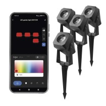 GoSmart LED-Außenstrahler, Starter-Set, 4-teilig, 7 W, RGBIC dimmbar, WiFi