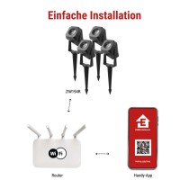 GoSmart LED-Außenstrahler, Starter-Set, 4-teilig, 7 W, RGBIC dimmbar, WiFi