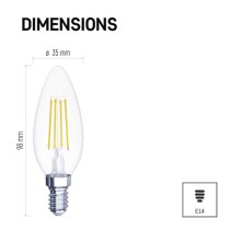 3 + 1 St. Gratis – LED Lampe Filament Candle / E14 / 6 W (60 W) / 810 lm / Neutralweiß