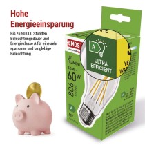 LED Lampe Filament A60 A CLASS/ E27 / 3,8 W (60 W) / 806 lm / Warmweiß