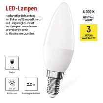 LED Lampe Classic Candle / E14 / 2,2 W (25W) / 250 lm / Neutral Weiß