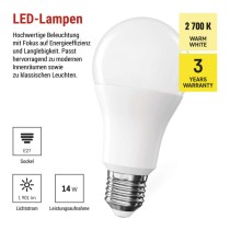 LED Lampe Classic A60 / E27 / 14 W (120 W) / 1901 lm / Warmweiß