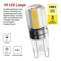 LED Lampe Classic JC / G9 / 2,5 W (32 W) / 350 lm / Warmweiß 