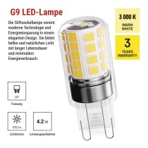LED Lampe Classic JC / G9 / 4,2 W (40 W) / 470 lm / Warmweiß 