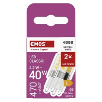 LED žárovka Classic JC / G9 / 4,2 W (40 W) / 470 lm / neutrální bílá / 2 ks