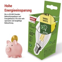 LED Lampe Filament Mini Globe A CLASS / E14 / 3,8 W (60 W) / 806 lm / Warmweiß