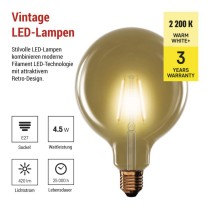 LED Lampe Vintage G125 / E27 / 4,5 W (40 W) / 420 lm / Warmweiß
