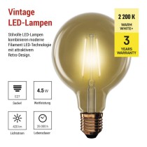 LED Lampe Vintage G95 / E27 / 4,5 W (40 W) / 420 lm / Warmweiß