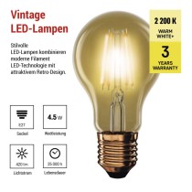 LED Lampe Vintage A60 / E27 / 4,5 W (40 W) / 420 lm / Warmweiß