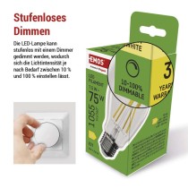 LED Lampe Filament A60 / E27 / 7,5 W (75 W) / 1 055 lm / Warmweiß / dimmbar