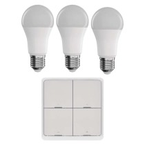 Set GoSmart: 3x LED Lampe E27 / 11W / RGB / Zigbee,  1x Szenenschalter