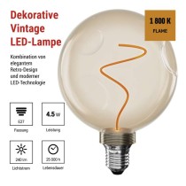 LED Lampe DECO CG125A / E27 / 4,5 W (24 W) / 240 lm / flame
