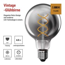 LED Lampe DECO SMOKED G95 / E27 / 4,5 W (19 W) / 180 lm / flame
