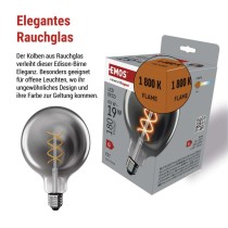 LED Lampe DECO SMOKED G125 / E27 / 4,5 W (19 W) / 180 lm / flame
