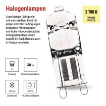 Halogenlampe JC 30W G9 warmweiss