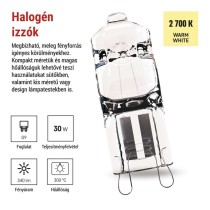 EMOS halogén izzó JC G9 30W 340lm