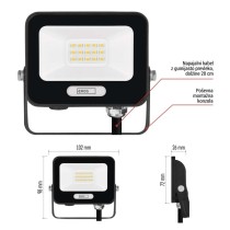 LED reflektor GLARO 10W, črni, IP65, 1000 lm, nevtralna bela