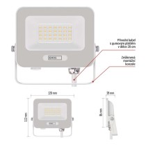 LED reflektor GLARO 20W, bílý, IP65, 2000 lm, neutrální bílá