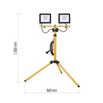 LED reflektor HOBBY SLIM 2x 30W + trojnožka, černý/žlutý, neutrální bílá
