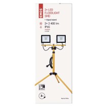 LED reflektor HOBBY SLIM 2x 30W + trojnožka, černý/žlutý, neutrální bílá