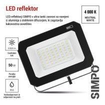LED reflektor SIMPO 50 W nevtralna bela