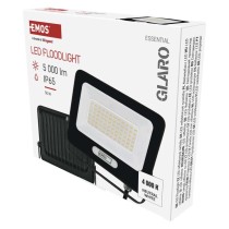 LED reflektor GLARO 50W, černý, IP65, 5000 lm, neutrální bílá