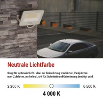 LED reflektor GLARO 50W, weiß, IP65, 5000 lm, neutralweiß
