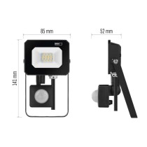 LED reflektor SIMPO s pohybovým čidlem, 10 W, černý, neutrální bílá