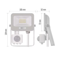 LED reflektor GLARO s pohybovým čidlem, 10 W, bílý, IP54, 1000 lm, neutrální bílá