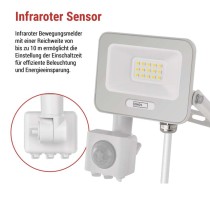 LED reflektor GLARO mit Bewegungssensor, 10 W,weiß, IP54, 1000 lm, neutralweiß