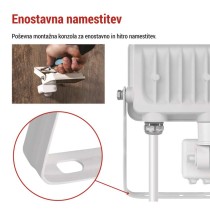 LED reflektor GLARO PIR 10 W, bel, IP54, 1000 lm, nevtralna bela