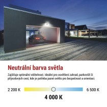 LED reflektor SIMPO s pohybovým čidlem, 20 W, černý, neutrální bílá