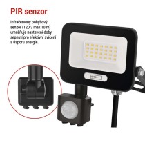 LED reflektor GLARO s pohybovým čidlem, 20 W, černý, IP54, 2000 lm, neutrální bílá