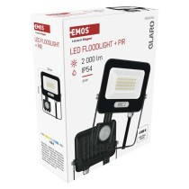 LED reflektor GLARO s pohybovým čidlem, 20 W, černý, IP54, 2000 lm, neutrální bílá