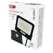 LED reflektor GLARO s pohybovým čidlem, 30 W, černý, IP54, 3000 lm, neutrální bílá