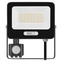 LED reflektor GLARO s pohybovým čidlem, 30 W, černý, IP54, 3000 lm, neutrální bílá