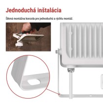 LED reflektor GLARO s pohybovým čidlom, 30 W, biely, IP54, 3000 lm, neutrálna biela