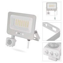 LED reflektor GLARO s pohybovým čidlem, 30 W, bílý, IP54, 3000 lm, neutrální bílá