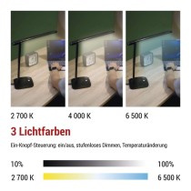 LED Schreibtischlampe CHASE, schwarz