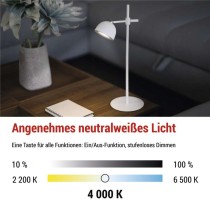 LED Schreibtischlampe SOPHIE, wiederaufladbar, weiss
